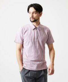 MICHEL KLEIN HOMME / ミッシェルクランオム カットソー | 《日本製》スモーク柄ハーフジップ半袖ポロシャツ