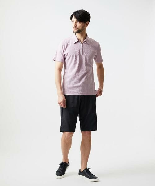 MICHEL KLEIN HOMME / ミッシェルクランオム カットソー | 《日本製》スモーク柄ハーフジップ半袖ポロシャツ | 詳細2