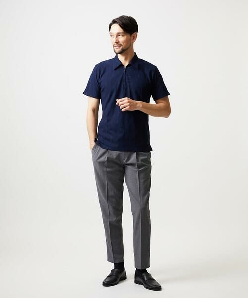 MICHEL KLEIN HOMME / ミッシェルクランオム カットソー | 《日本製》スモーク柄ハーフジップ半袖ポロシャツ | 詳細10