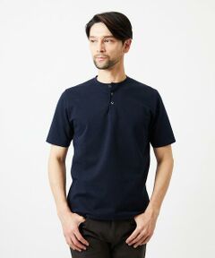 MICHEL KLEIN HOMME / ミッシェルクランオム カットソー | 《日本製》ブロックヘンリーネック半袖カットソー