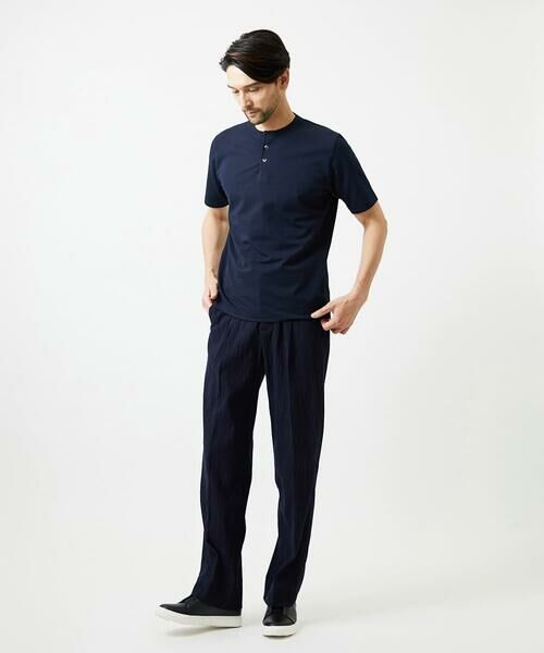MICHEL KLEIN HOMME / ミッシェルクランオム カットソー | 《日本製》ブロックヘンリーネック半袖カットソー | 詳細2
