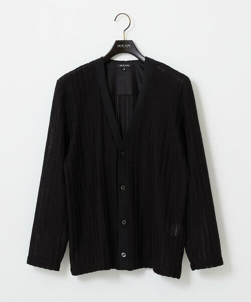 MICHEL KLEIN HOMME / ミッシェルクランオム カーディガン・ボレロ | ラッセル編みレースカーディガン（ブラック）