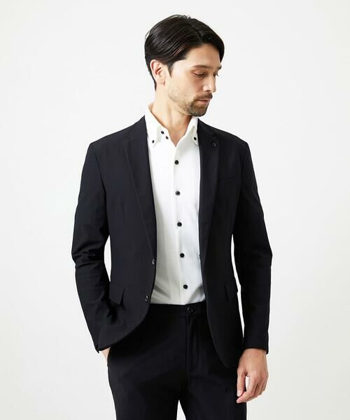 MICHEL KLEIN HOMME / ミッシェルクランオム テーラードジャケット | 【セットアップ】トリコットメッシュテーラードジャケット(ブラック)