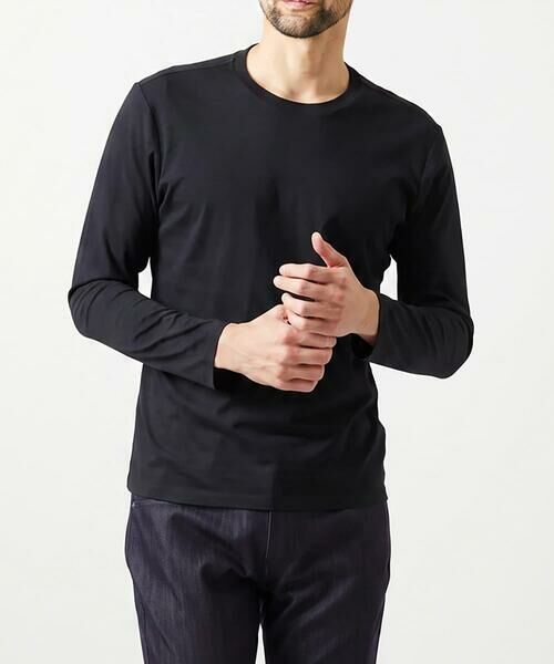 MICHEL KLEIN HOMME / ミッシェルクランオム カットソー | クルーネック長袖カットソー(ブラック)