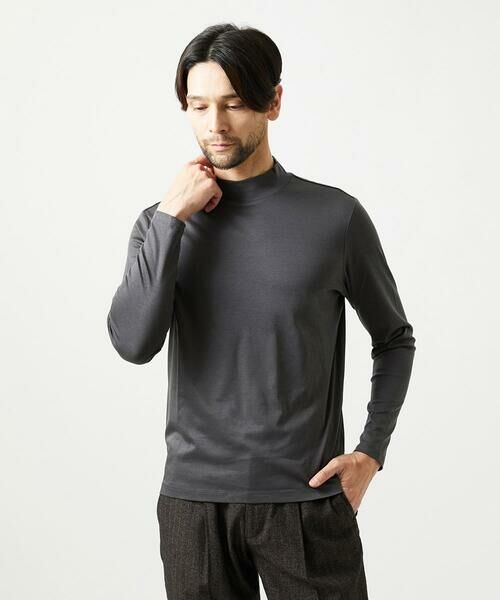 MICHEL KLEIN HOMME / ミッシェルクランオム カットソー | モックネック長袖カットソー(ダークグレー)