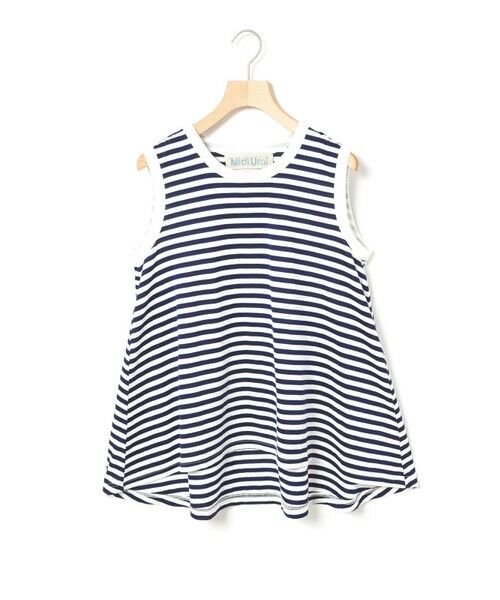 MidiUmi / ミディウミ カットソー | MidiUmi クルーネックノースリーブフレアタンクトップ(オフホワイト×ネイビー(color77A))