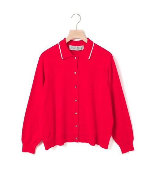 MidiUmi/ミディウミ MidiUmi ポロニットカーディガン レッド(color42) FREE MidiUmi/ミディウミ MidiUmi ポロニットカーディガン レッド(color42) FREE
