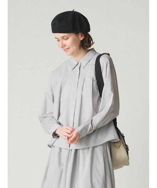 ミディウミ MidiUmi *スタンドカラーブラウス*綿毛混グレーチュニックシャツ薄手(25-2411-678)【03L42】 楽天市場】ミディウミ（サイズ（S/M/L）フリー）（レディース