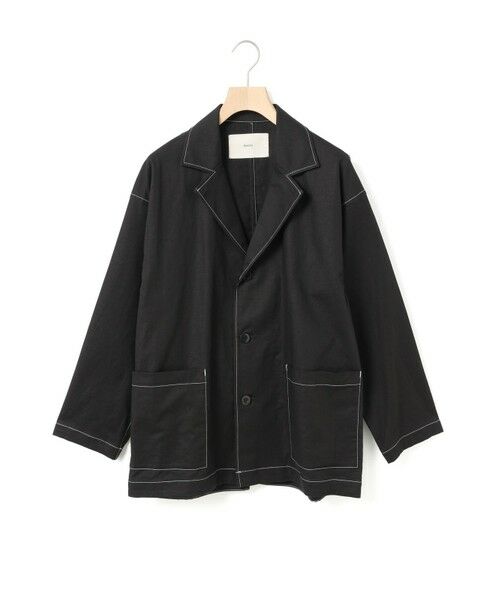 MidiUmi/ミディウミ MidiUmi コットンリネンテーラードジャケット ブラック(color99) FREE MidiUmi/ミディウミ MidiUmi コットンリネンテーラードジャケット ブラック(color99) FREE
