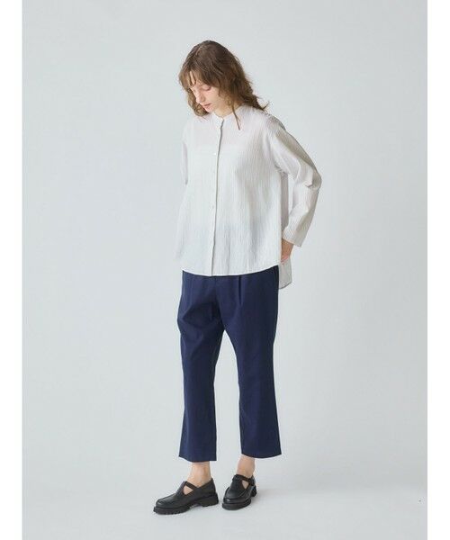 セール】 MidiUmi シアーストライプバックギャザーシャツ