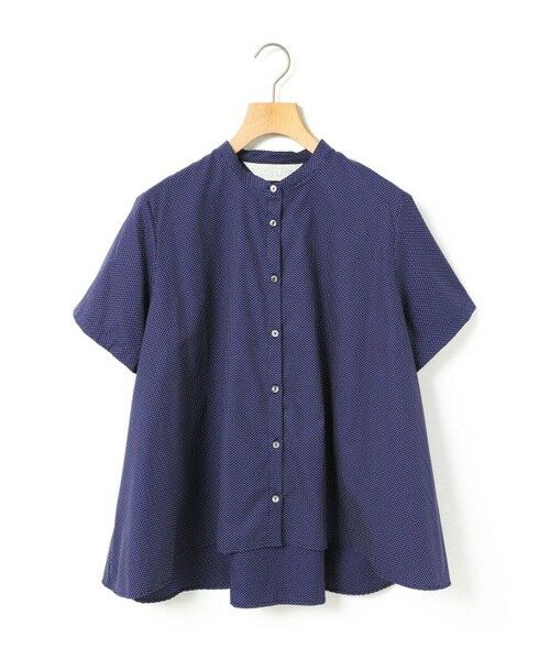 MidiUmi(ミディウミ) ハーフスリーブドットAラインシャツ(2-739849) MidiUmi(ミディウミ) ハーフスリーブドットAラインシャツ(2