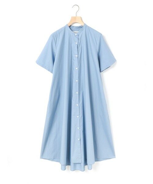 MidiUmi / ミディウミ ロング・マキシ丈ワンピース | MidiUmi ハーフスリーブAラインシャツワンピース（サックス(color30)）