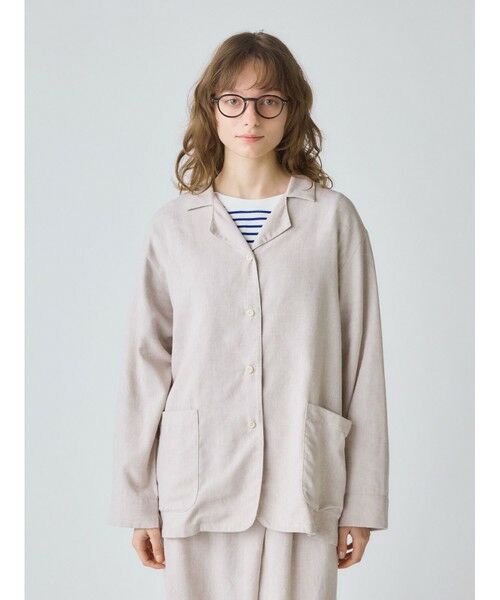 MidiUmi / ミディウミ テーラードジャケット | MidiUmi ノーザンリネンシャツジャケット（グレーヘリンボーン(color91)）