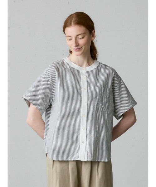 MidiUmi / ミディウミ シャツ・ブラウス | MidiUmi クレリックストライプシャツ（ブラックストライプ(color99)）