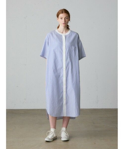 MidiUmi / ミディウミ ロング・マキシ丈ワンピース | MidiUmi クレリックストライプシャツワンピース（ブルー(color30)）