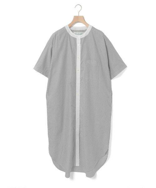 MidiUmi / ミディウミ ロング・マキシ丈ワンピース | MidiUmi クレリックストライプシャツワンピース（ブラック(color99)）