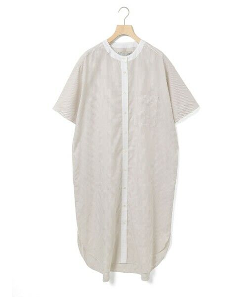 MidiUmi / ミディウミ ロング・マキシ丈ワンピース | MidiUmi クレリックストライプシャツワンピース（ベージュ(color20)）