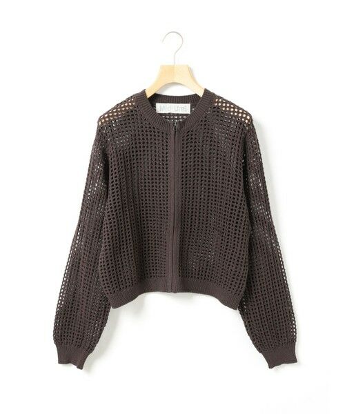 MidiUmi/ミディウミ MidiUmi メッシュニットジップカーディガン ブラウン(color44) FREE MidiUmi/ミディウミ MidiUmi メッシュニットジップカーディガン ブラウン(color44) FREE