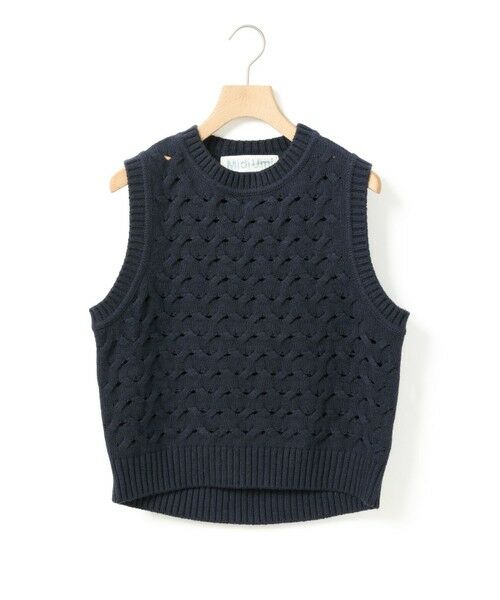 MidiUmi/ミディウミ MidiUmi ショート編みパターンベスト ネイビー(color77) FREE MidiUmi/ミディウミ MidiUmi ショート編みパターンベスト ネイビー(color77) FREE