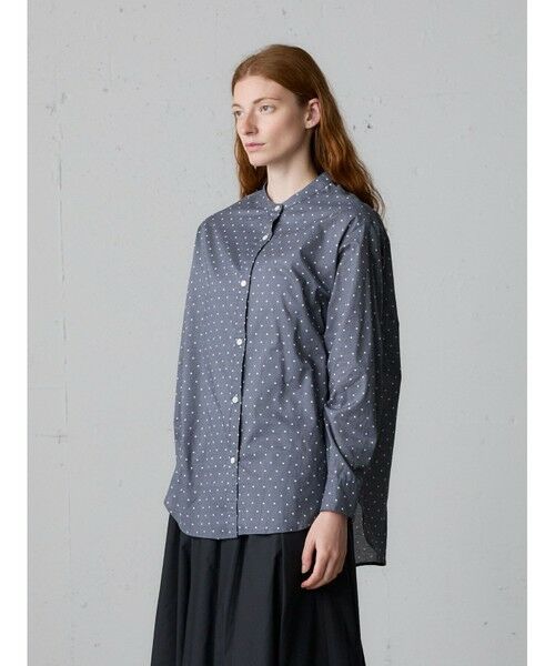 MidiUmi / ミディウミ シャツ・ブラウス | MidiUmi ドット柄バンドカラーシャツ | 詳細11