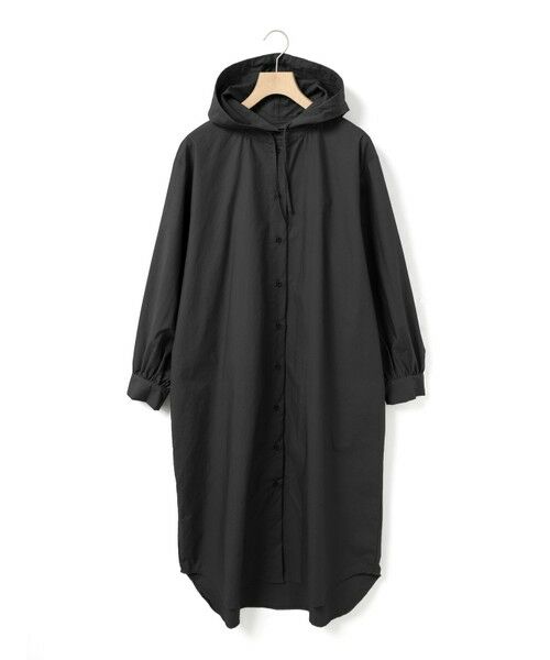 MidiUmi/ミディウミ MidiUmi フード付きシャツワンピース ブラック(color99) FREE MidiUmi/ミディウミ MidiUmi フード付きシャツワンピース ブラック(color99) FREE