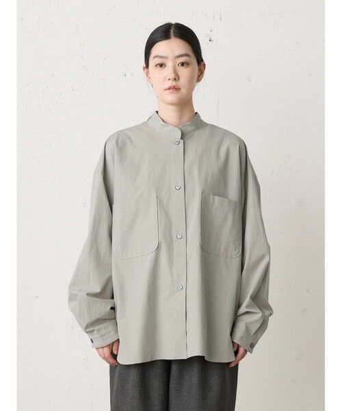 MidiUmi / ミディウミ シャツ・ブラウス | MidiUmi スタンドカラーワイドシャツ(グレー(color91))