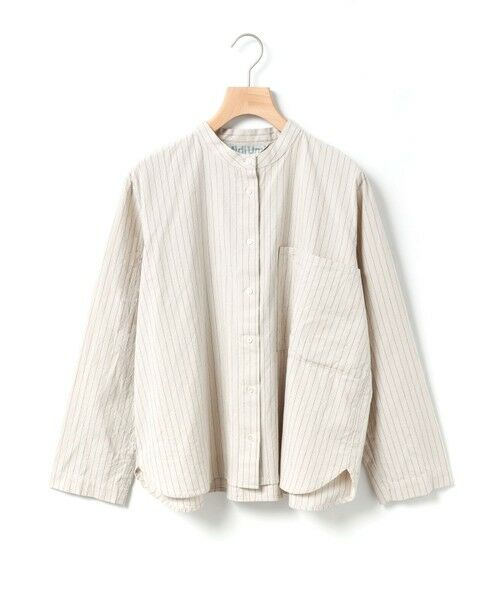 MidiUmi / ミディウミ シャツ・ブラウス | MidiUmi ビッグポケットシャツ（アイボリーストライプA(color12A)）