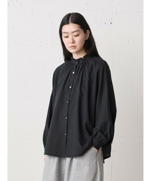 MidiUmi / ミディウミ シャツ・ブラウス | MidiUmi フリルカラーギャザーネックシャツ | 詳細12