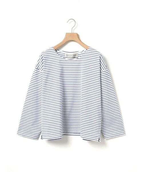 MidiUmi / ミディウミ カットソー | MidiUmi ボーダーワイドプルオーバー(オフホワイト×ファインピッチブルー(color31A))