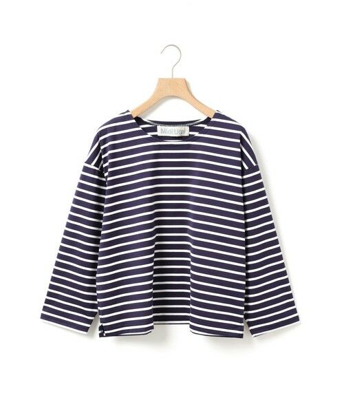 MidiUmi / ミディウミ カットソー | MidiUmi ボーダーワイドプルオーバー(ネイビー×オフホワイト(color77))