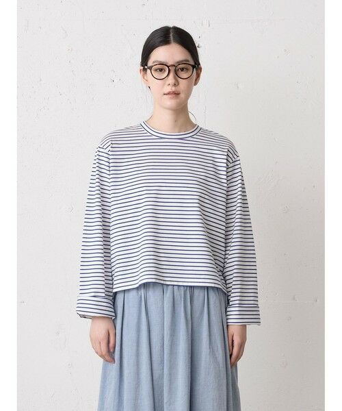 MidiUmi / ミディウミ カットソー | MidiUmi ボーダーベーシックT(オフホワイト×ファインピッチブルー(color31A))
