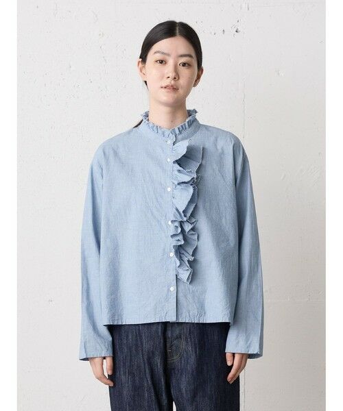 MidiUmi / ミディウミ シャツ・ブラウス | MidiUmi ダンガリーズラッフルシャツ(ブルー(color31))
