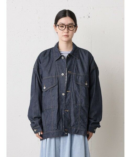MidiUmi / ミディウミ テーラードジャケット | MidiUmi ワイドデニムジャケット(インディゴ(color77))