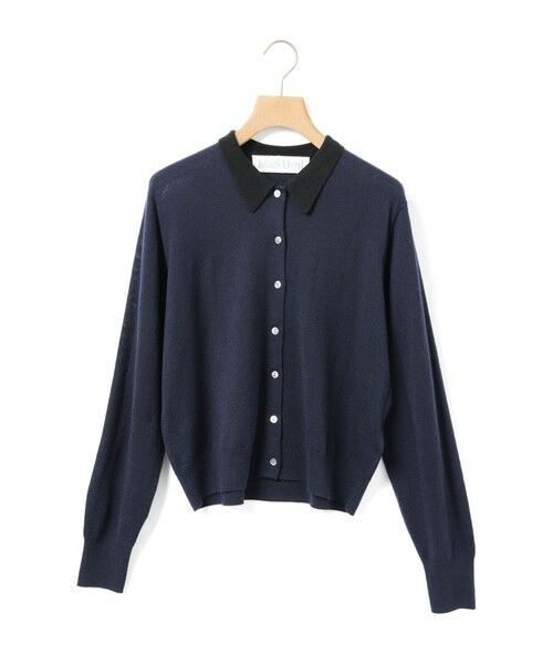 MidiUmi / ミディウミ カーディガン・ボレロ | MidiUmi バイカラーポロカーディガン（ネイビー×ブラック(color77)）