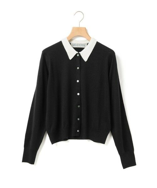 MidiUmi / ミディウミ カーディガン・ボレロ | MidiUmi バイカラーポロカーディガン（ブラック×オフホワイト(color99)）