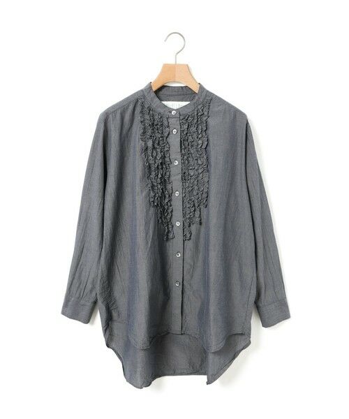 MidiUmi / ミディウミ シャツ・ブラウス | MidiUmi フロントフリルシャツ（チャコールグレー(color92)）