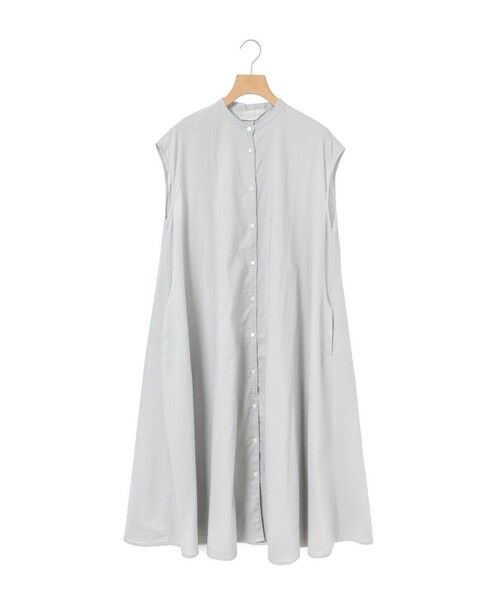 MidiUmi / ミディウミ ロング・マキシ丈ワンピース | MidiUmi ノースリーブプリーツシャツワンピース（ライトグレー(color90)）