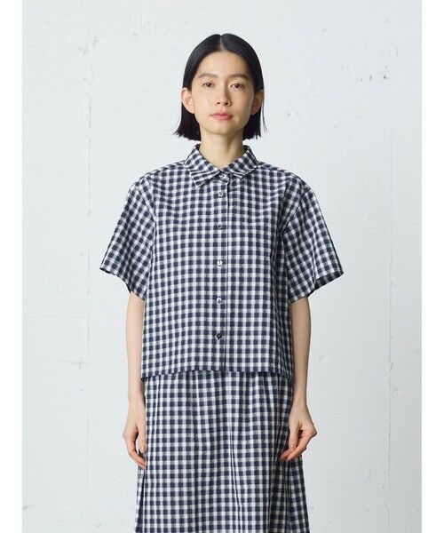 MidiUmi / ミディウミ シャツ・ブラウス | MidiUmi シアサッカーチェックシャツ(ネイビーチェック(color77))