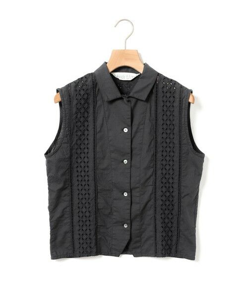 MidiUmi / ミディウミ シャツ・ブラウス | MidiUmi レースベストライクシャツ（ブラック(color99)）