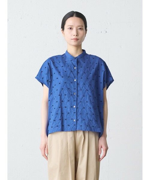 MidiUmi / ミディウミ シャツ・ブラウス | MidiUmi ドット柄シャツノースリーブ（ブルー(color31)）