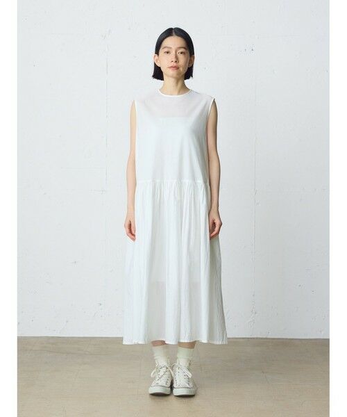MidiUmi / ミディウミ ロング・マキシ丈ワンピース | MidiUmi ギャザーノースリーブワンピース（オフホワイト(color11)）
