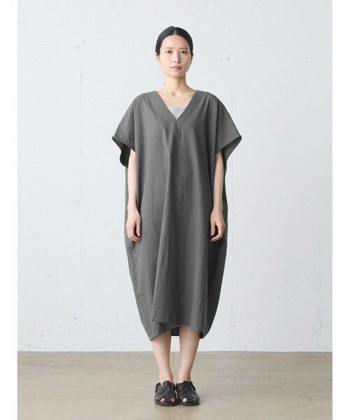 MidiUmi / ミディウミ ロング・マキシ丈ワンピース | MidiUmi C/Lワイドワンピース（チャコールグレー(color92)）