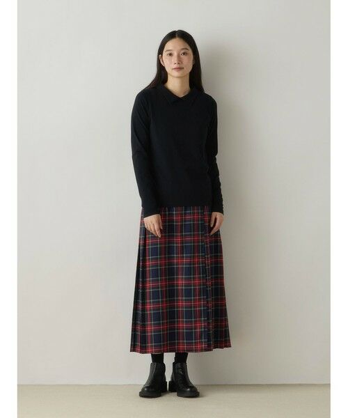 MidiUmi / ミディウミ ミニ・ひざ丈スカート | MidiUmi ラップチェックスカート（グリーンチェック(color22)）