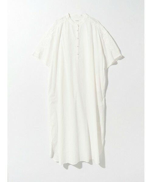 MIDIUMISOLID / ミディウミソリッド ミニ丈・ひざ丈ワンピース | MIDIUMISOLID for Ladies 刺繍スタンドカラーワンピース（オフホワイト(color11)）