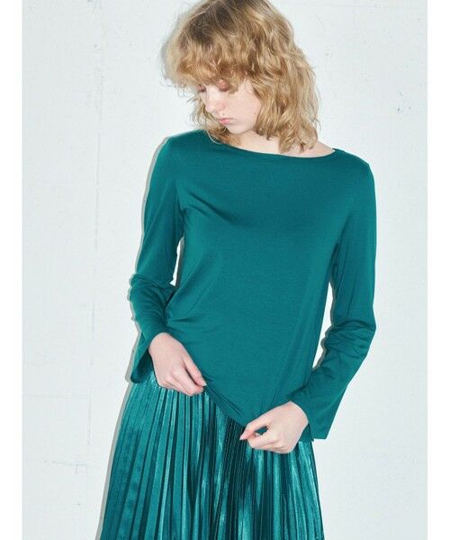 MIDIUMISOLID / ミディウミソリッド カットソー | MIDIUMISOLID for Ladies ボートネックインナープルオーバー（グリーン(color22)）