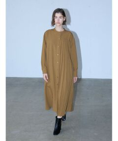 MIDIUMISOLID for Ladies アシンメトリープリーツシャツワンピース