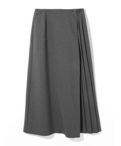 MIDIUMISOLID / ミディウミソリッド ミニ・ひざ丈スカート | MIDIUMISOLID for Ladies アシンメトリープリーツラップスカート