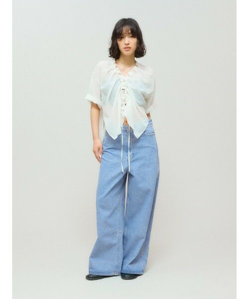 MIDIUMISOLID / ミディウミソリッド その他パンツ | MIDIUMISOLID ハイウエストワイドデニム(ブルー) | 詳細12
