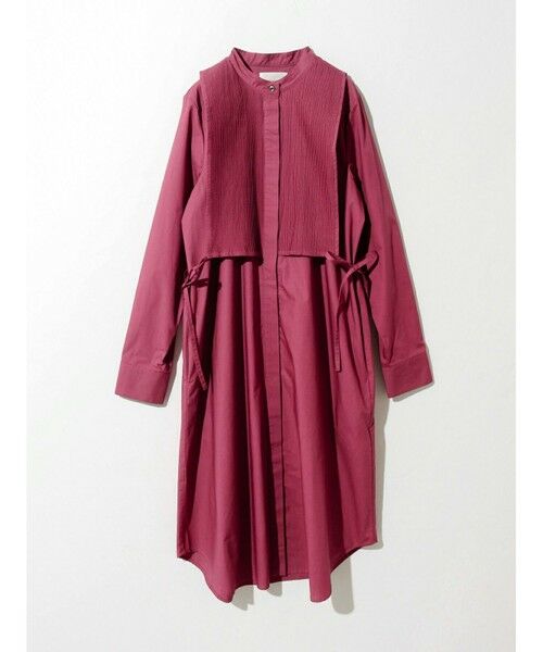 MIDIUMISOLID / ミディウミソリッド ドレス | MIDIUMISOLID for Ladies ピンタックヨークシャツワンピース（ワイン(color43)）