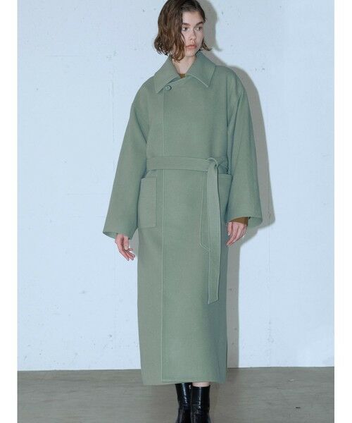 MIDIUMISOLID / ミディウミソリッド トレンチコート | MIDIUMISOLID ベルト付きロングコート(ライトカーキ(color24))